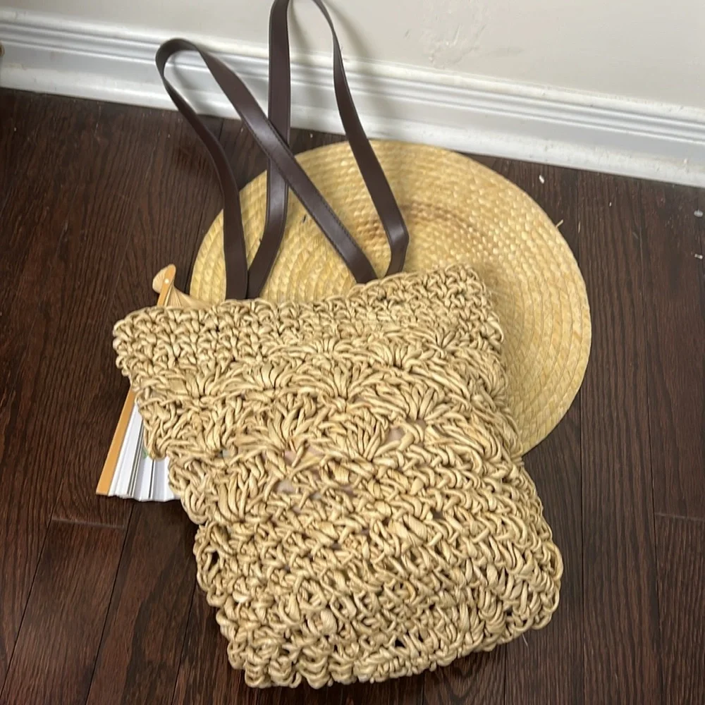 Vintage shoulder Cottagecore Straw Bag - Picture 5 of 10